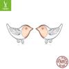 Small Fresh S925 Sterling Silver Three-Dimensional Bird Stud Earrings, Smart And Small Forest Wind Stud Earrings.