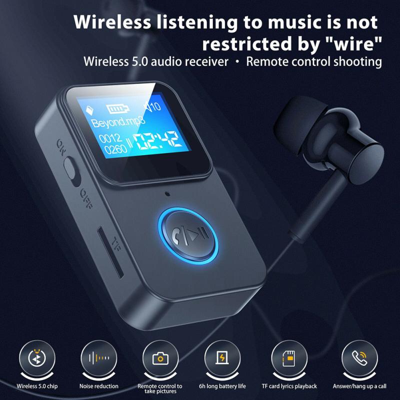 C33 Беспроводной Bluetooth-совместимый аудиоприемник 5.0 3,5 мм Aux аудио-музыкальный адаптер с экраном