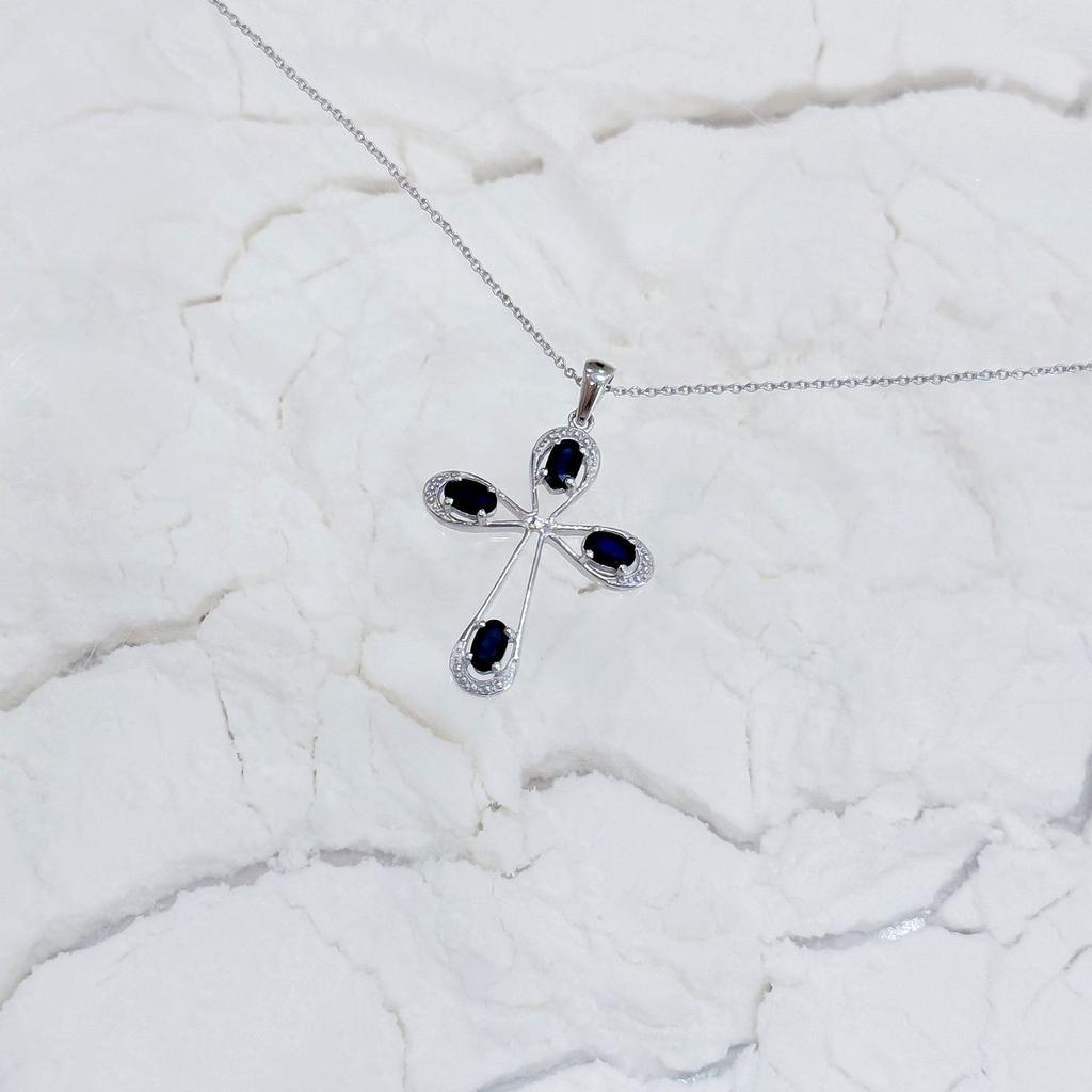 Серебряное колье с натуральным сапфиром 1.152ct, вес изделия 3,88 гр (2167631)