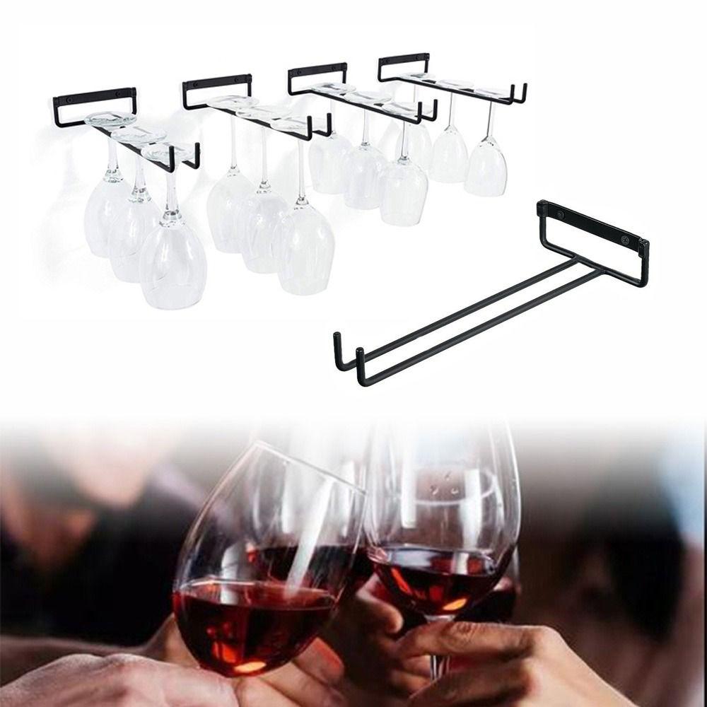 Iron Durable Goblet Cabinet Kitchen Bar Cup Hanger Wine Glass Holder Storage Shelf Hanging Rack