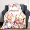 Cute Teddy Bears In Pink Outfits With Balloons And A Placeholder Multipurpose Personalized Blanket Personalized Text Comfortable Great For Sofa Couch