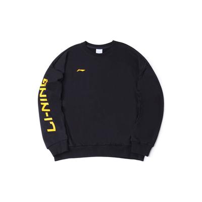 Спортивная толстовка с логотипом Li Ning Color Block с круглым вырезом и принтом, мужские толстовки, черный цвет AWDRF73-1