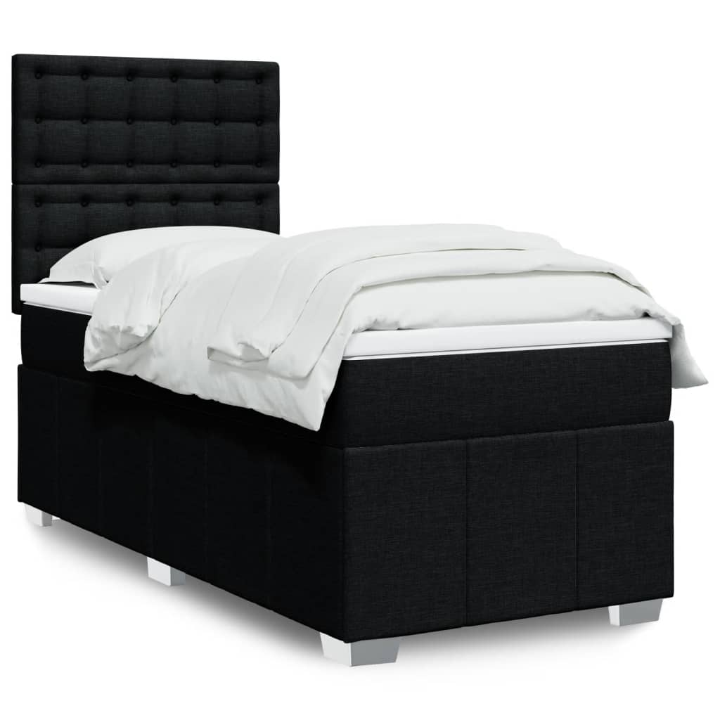 Box Spring Bed with Mattress Black 90 x 200 cm Fabric