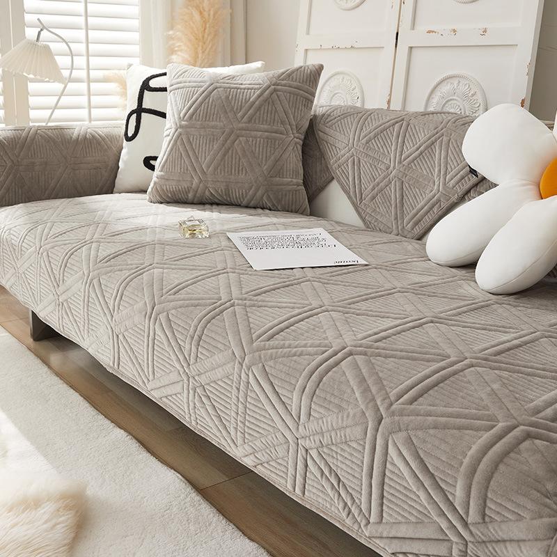Plush Sofa Cushions: Modern, Simple, High-end, Winter, Thickened, Non-slip, Anti-run, Light Luxury Sofa Cover, Cover Cloth