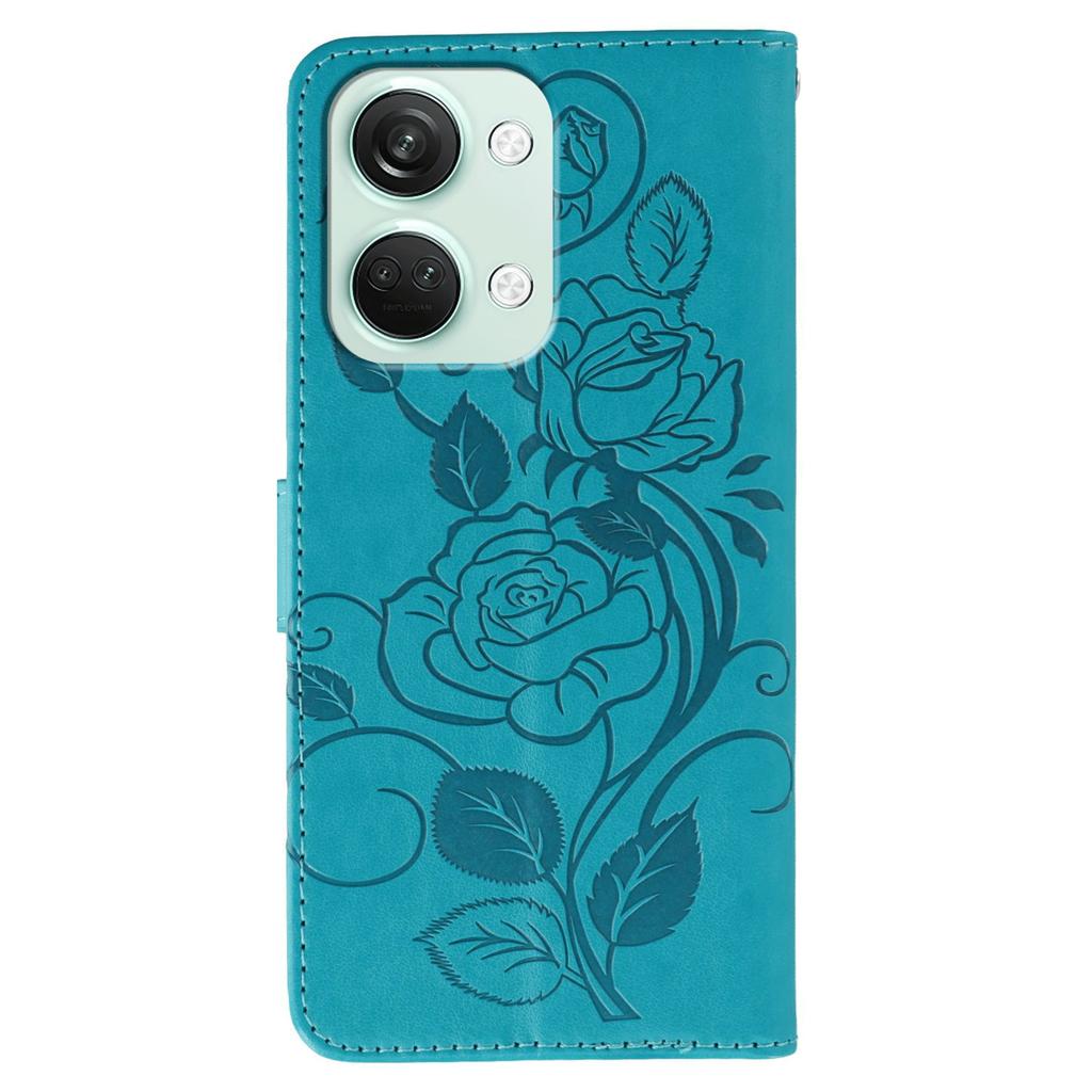 For OnePlus Nord 3 5G Case Wallet Stand Imprinted Rose Butterfly PU Leather Phone Cover