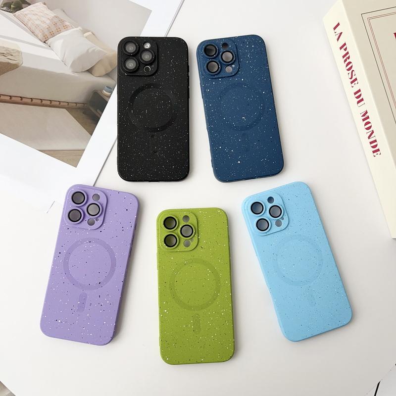 Тонкий магнитный чехол для телефона с принтом в горошек для iPhone 16 Pro Max 15 Plus 14 Pro 13 12 11 для Magsafe Матовая противоударная защитная пленка для объектива Мягкая задняя крышка из ТПУ