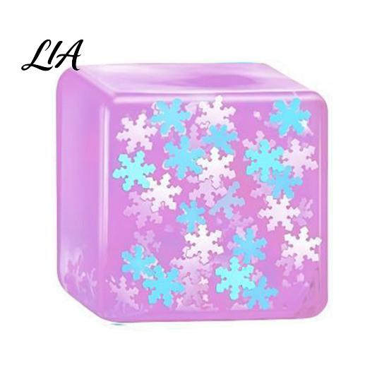 Tension Relief Gadgets Ice Cube Stress Toy, Glow-in-the-Dark Snowflake Filled Cube, Clear Sensory Toy Luminous Adults and Kids Soft Balls