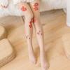 Винтажные прозрачные тонкие колготки с цветочным узором "Розы" для женщин, эстетичные шелковые колготки с закрытыми носками, леггинсы, чулочно-носочные изделия
