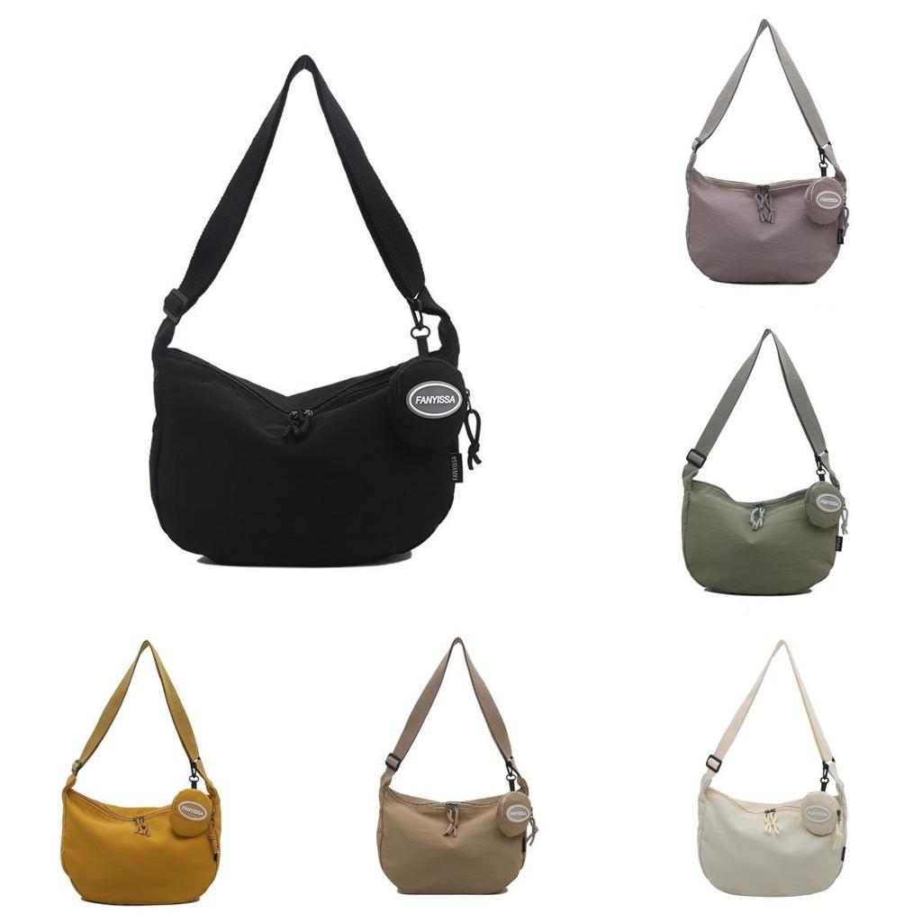 Soft Girl Nylon Satchel Bag With Zipper Closure For Daily Use