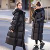 Пуховик женский зимний новый черный длинный белый утиный пух толстый термо с капюшоном модный повседневный высококачественный пальто