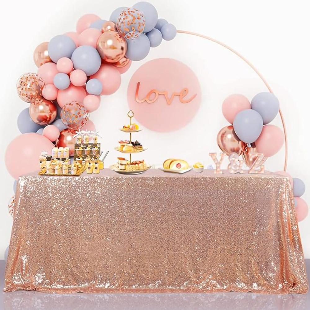 Rectangular Party Sequin Tablecloth Solid Color Table Decoration Dinner Table Cover Baby Shower