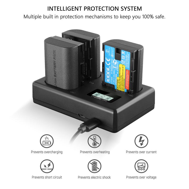 Тройное зарядное устройство для аккумуляторов LP-E6 LP-E6N LPE6NH Для Canon EOS 5D Mark II Mark III Mark IV 5D SR 60D 60Da 6D 70D 7D R5 R6