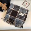 Green Plaid Imitation Cashmere Scarf for Women In Winter Korean Style Thickened Warm Scarf Student Shawl Outer Wear