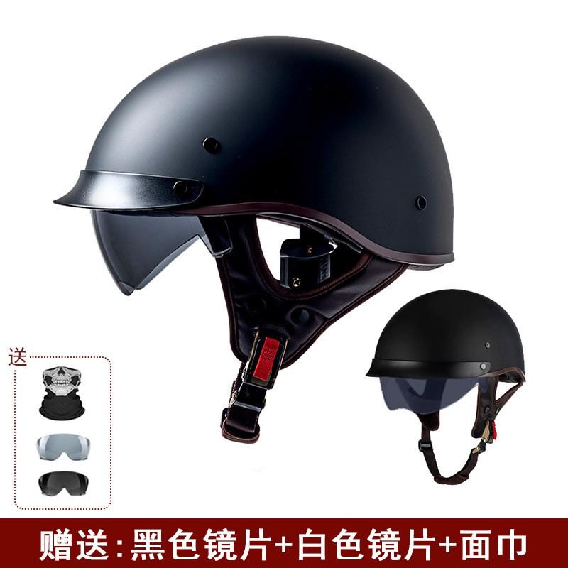 Vintage Half Face Motorcycle Helmet Men Women Retro Cruiser Style DOT Approved Open