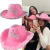 Pink Tiara Western Style Cowgirl Hats for Women Girl Rolled Fedora Caps Feather Edge Beach Cowboy Hat Sequin Western Party Cap