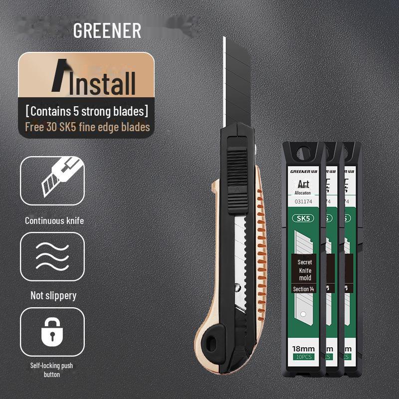 Green Forest Heavy-Duty All-Steel Utility Knife: Industrial-Grade, Thickened, Durable, Large Wallpaper & Paper Cutter
