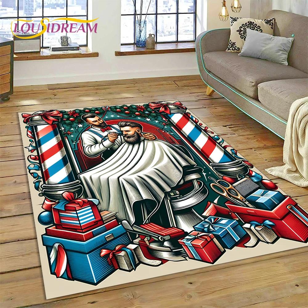 Модный логотип парикмахерской Череп Винтажный ковер-циновка для спальни, гостиной, дома, украшение для дивана, большой игровой коврик для ребенка