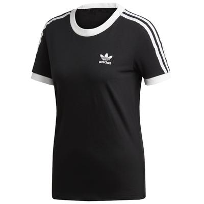 Adidas Футболка с 3 полосками, женская черная футболка