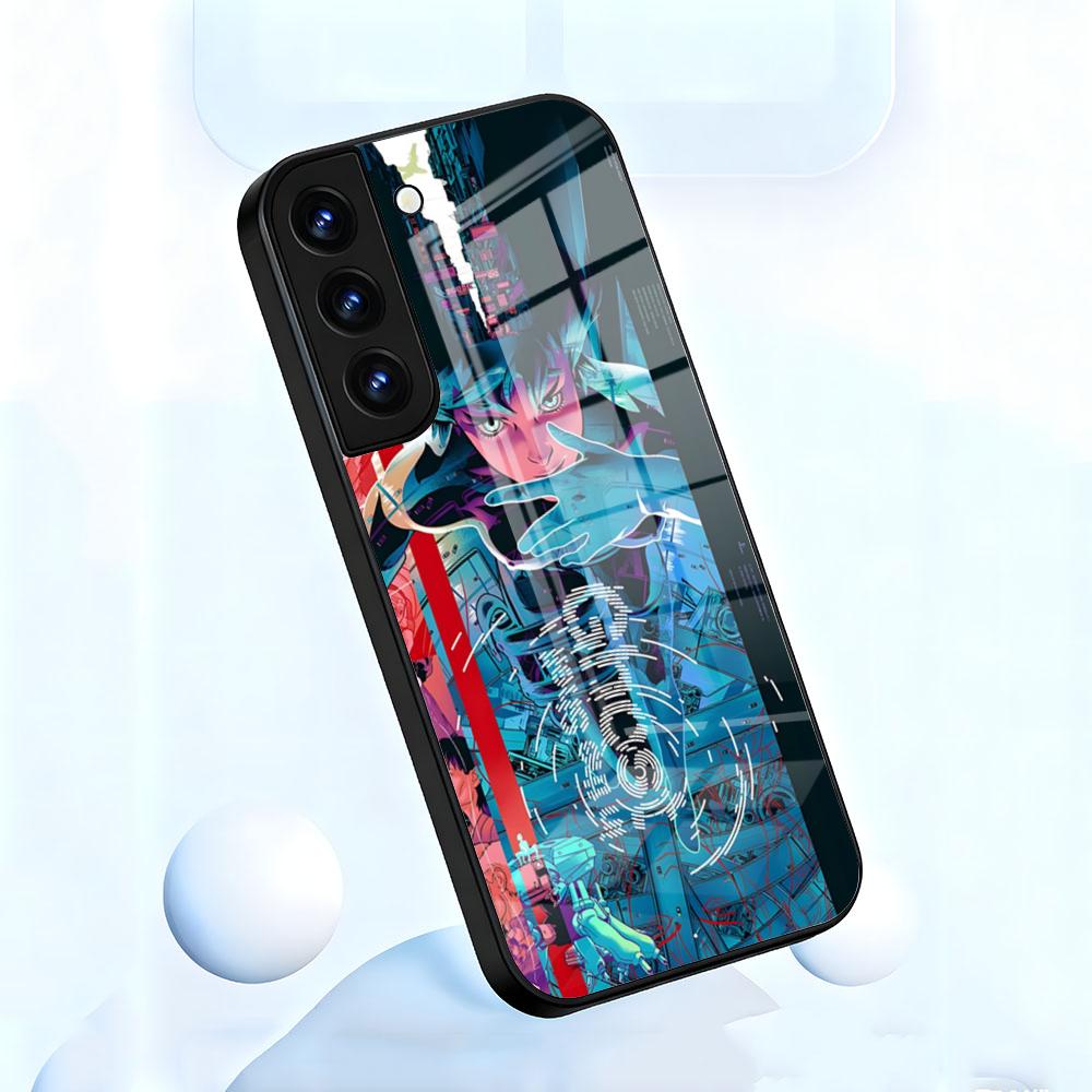 Чехол для телефона Anime G-ghost In The S-shell для Samsung S26 S25 S24 FE S23 S22 S21 Plus S20 Ultra Note20Ultra Черная стеклянная крышка