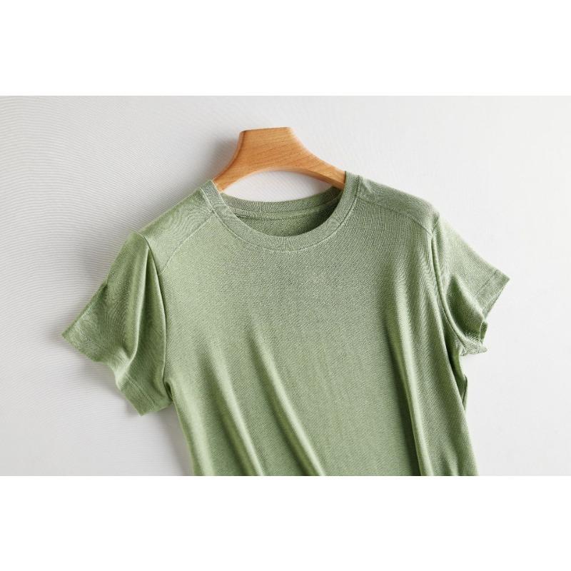 Женская ацетатная тенсельная футболка Slim T-shirt Hundred Fashionable Tops Soft Skin Friendly Slash с короткими рукавами