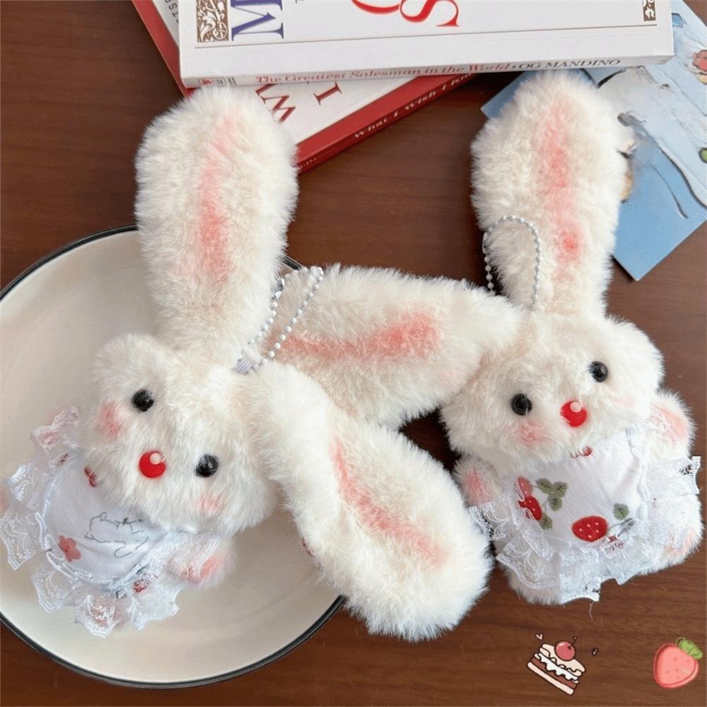 Soft Plush Rabbit Keychain Cute Long-eared Rabbit Pendant Girly Stuffed Keyring Women