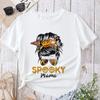 Mom Messy Bun Skull Mom T-shirt Camiseta Funny Women Halloween Party Gift Tshirt Trendy Spooky Mama Summer Aesthetic Top T-Shirt