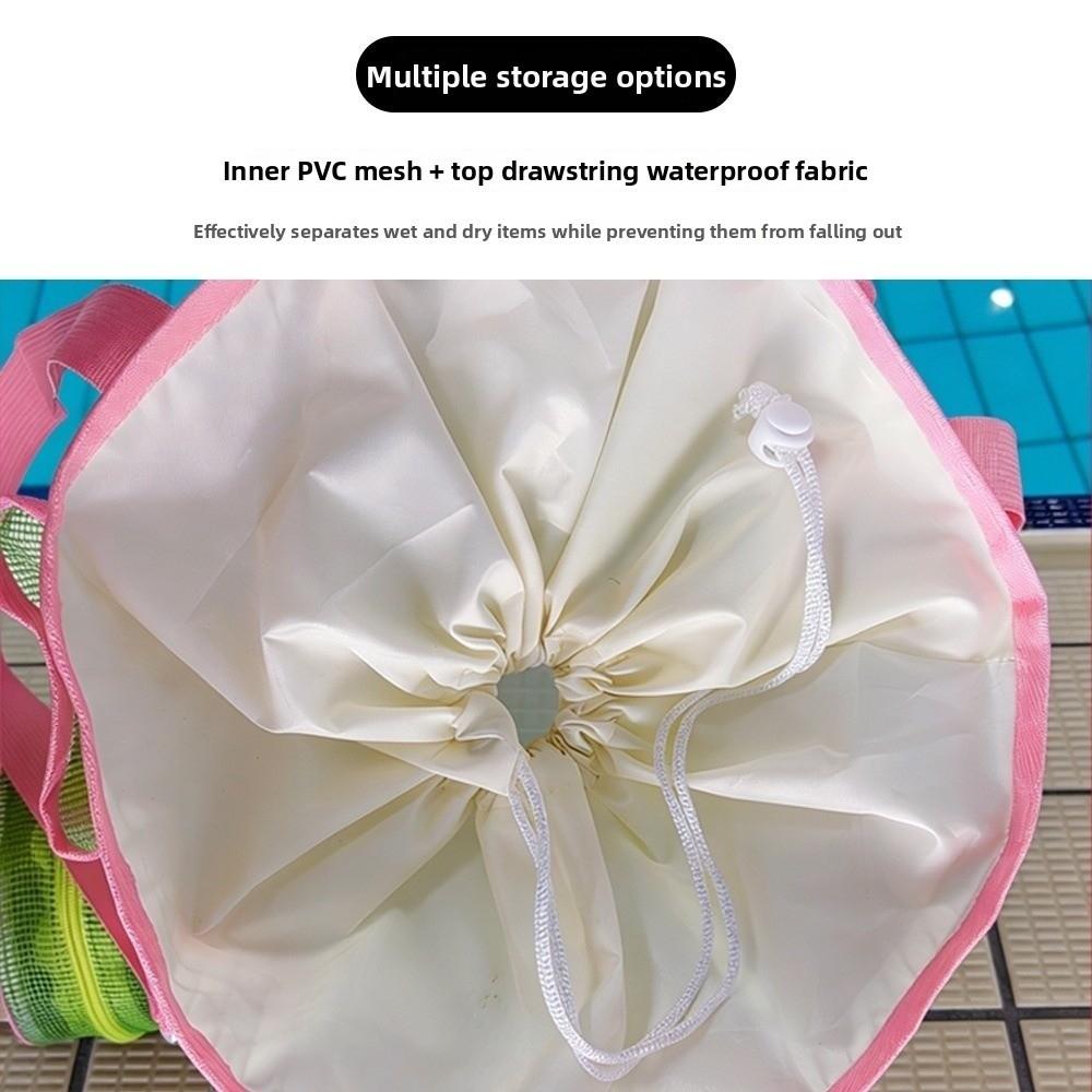 Breathable Mesh Swimming Bag Lightweight Beach Single Shoulder Shower Tote Bag Seaside Vacation