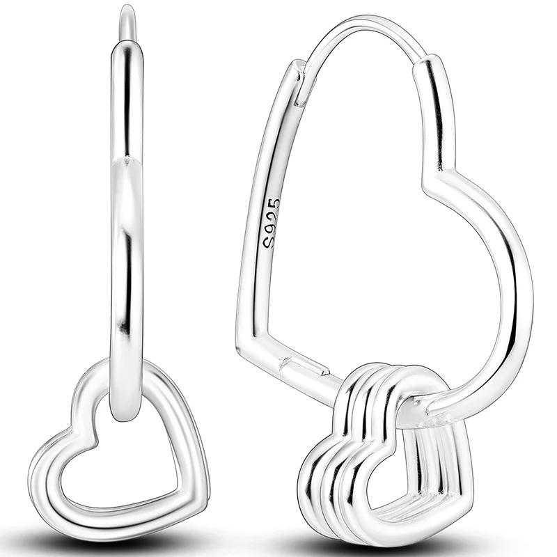 Sales100% S925 Стерлингового Серебра Звезда Луна В Форме Сердца Женские Серьги Подходят Оригинальные Серьги Свадебные Изящные Ювелирные Изделия Подарки