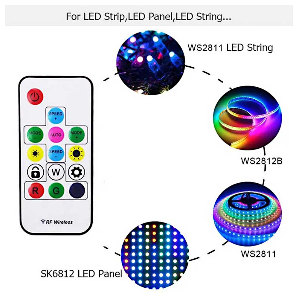 WS2812B WS2811 5050 RGB Светодиодная лента Контроллер 14 клавиш RF Дистанционное управление DC5-24V