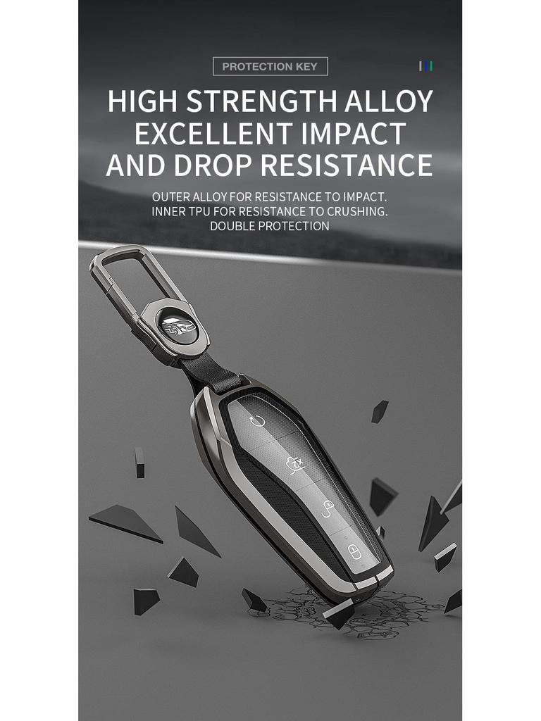 Compatible Key Case for 21 BYD Models: Tang, Song, Yuan, Qin Plus DMI, EV Car Key Shell with Buckle