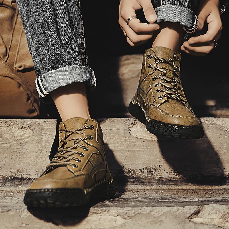 Men Leather Fashion Low Top Hiking Shoes 2024 Male Lace-Up Comfortable Sale Winter Boots Classic Luxury Brand Outdoor Ankle Boot