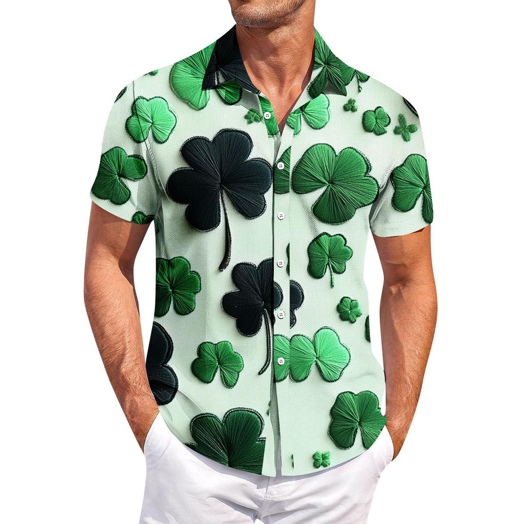 Мужская повседневная рубашка с короткими рукавами, облегающая, стильная, мужская. Патрик Принт