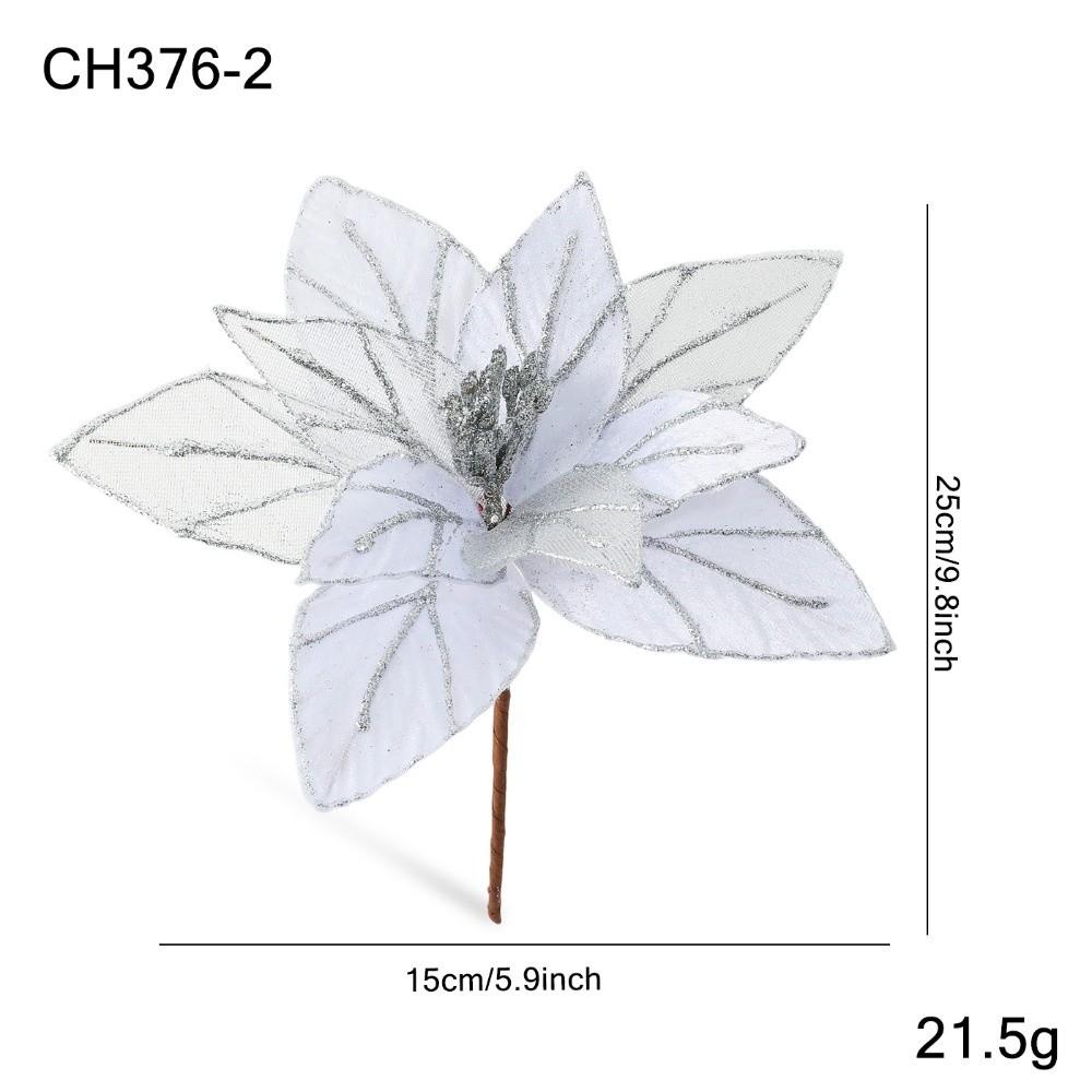 New 15CM Artificial Poinsettia Flower Glitter Sparkling Christmas Glitter Flower Sequins Sequins Flower Wedding Decoration