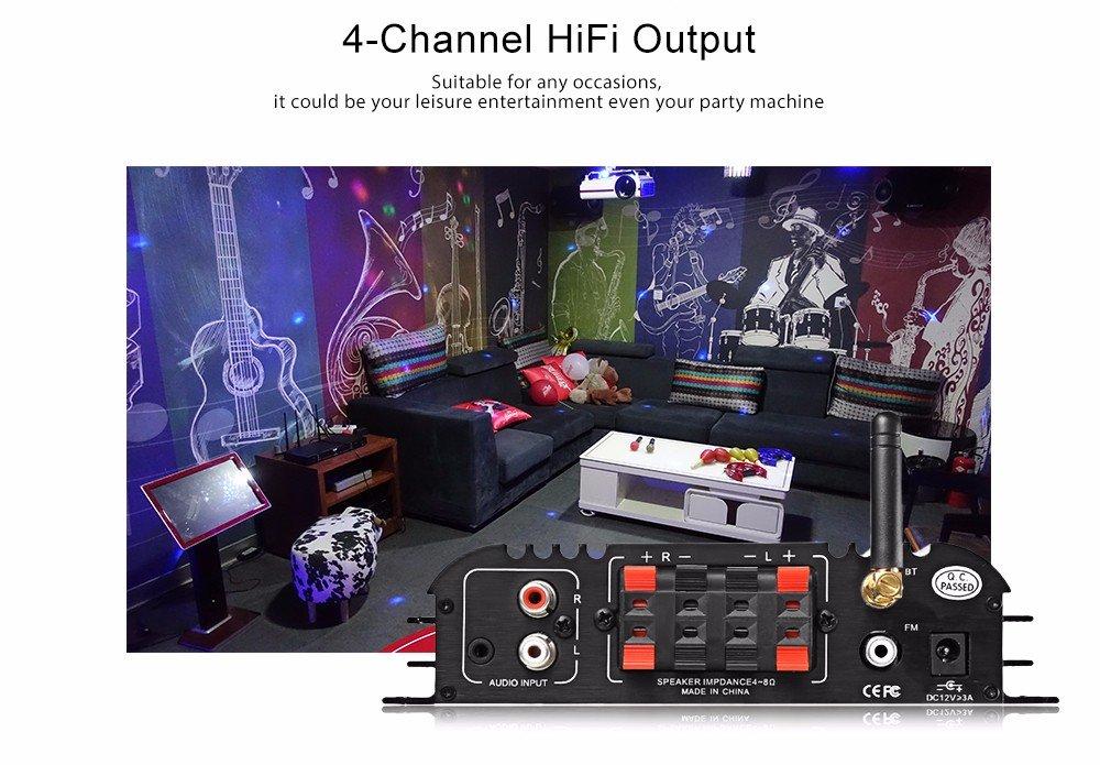 Компактный аудиоусилитель LEPY 4ch с поддержкой Bluetooth, выход 45 Вт x 4 канала, воспроизведение с карты, стереоусилитель мощности, адаптер 12 В 5 А, в комплекте 4.0 USB/SD Hi-Fi