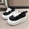 Fashion 8cm Canvas Vulcanize Casual Shoes Women 2025 Spring Autumn Platform Wedge Sneakers Breathable High Brand Ladies Shoes