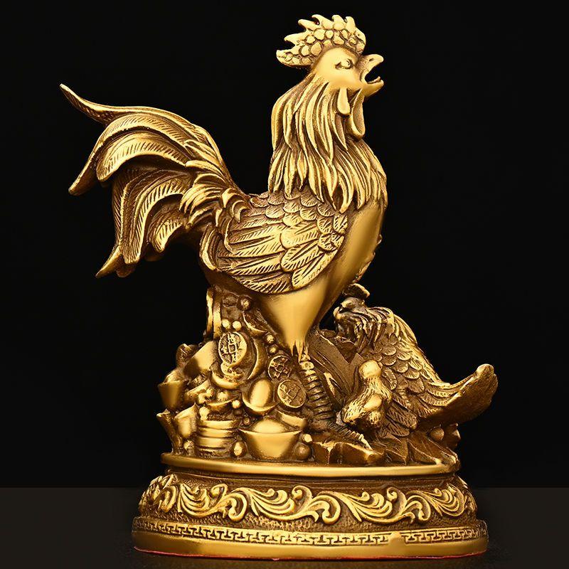Медные куриные украшения Золотые монеты Счастливые куры Благоприятные украшения Гостиная Фойе Офисное украшение