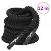 VidaXL Battle Rope, Undulating Training Rope with Handles, Portable Battle Rope for Exercise, Black 12 M 94267