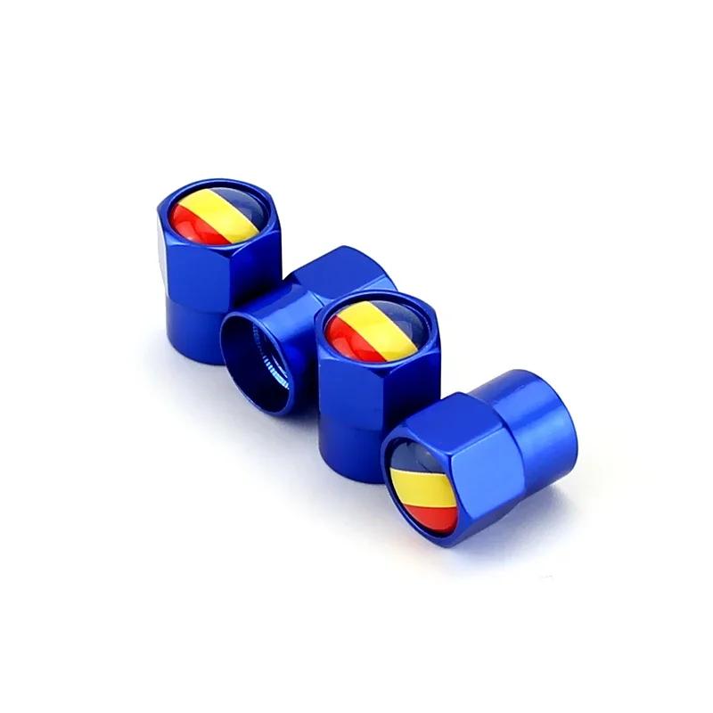 4PCS Romania Flag Car Wheel Tire Valve Caps Tyre Stem Covers for Honda Toyota BMW Nissan Volkswagen KIA Ford Hyundai Subaru