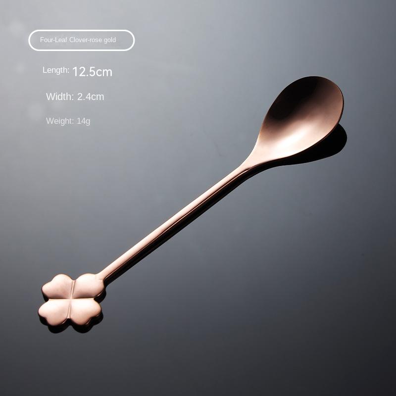 HANYANG304 Совок для кофе из нержавеющей стали в форме цветка, титановый, позолоченный, красочный