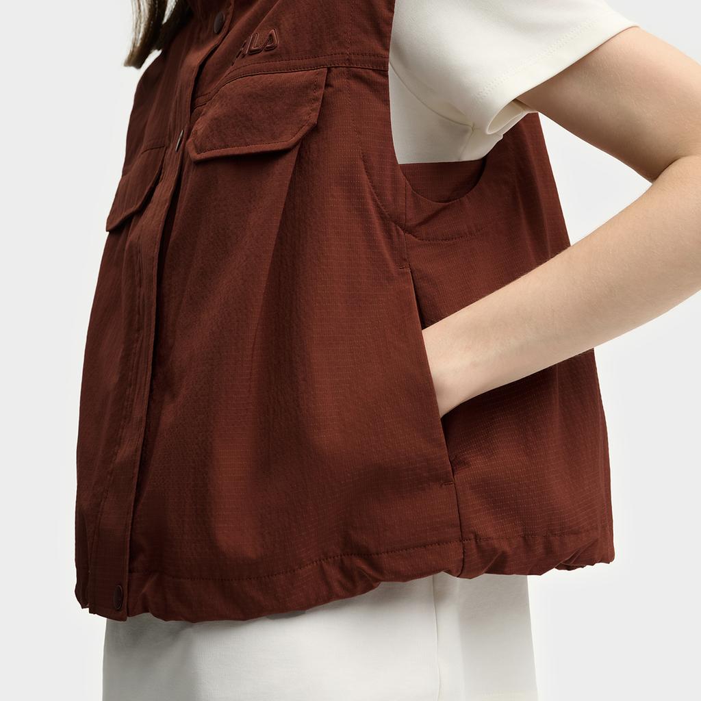 Fila Наследие Мода Повседневный Универсальный Легкий Рабочий Стиль Воротник Тканый Жилет Женские жилеты F11W538704FBN