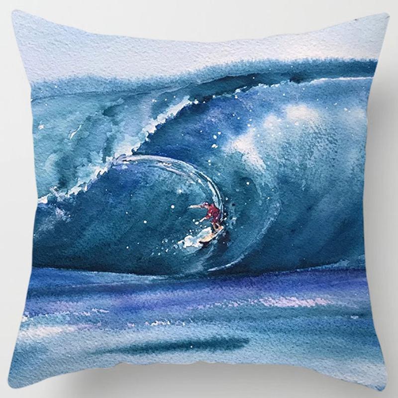 Wave Painting Series Pillow Gift Home Office Decoration Pillow Bedroom Sofa Car Cushion Cover