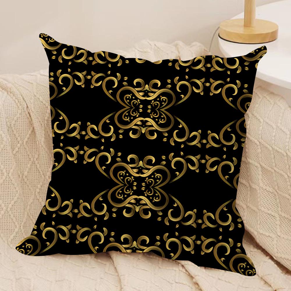 Gold European Style Retro Cushion Cover Silky Short Plush Invisible Zipper Dustproof Sofa Pillow Case for Home Decor