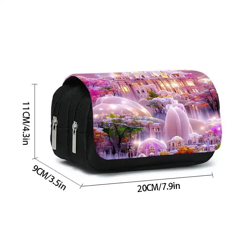 Pink Wonderland Double Flip Pen Case for Boy and Girls Best Gift 3D Cartoon Pencil Pouch School Pencil Bag for Children