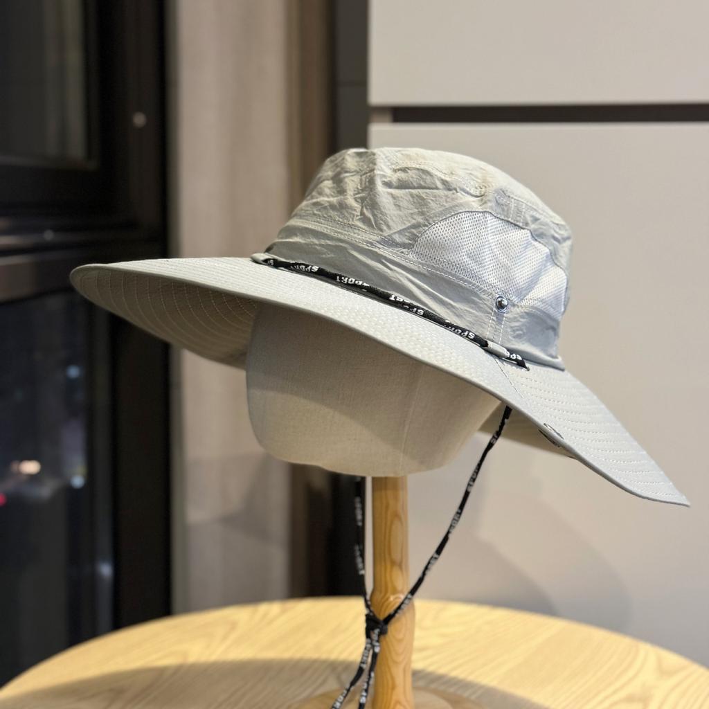 Spring and summer outdoor drawstring sun protection hat for men and women, mesh breathable fisherman hat for travel, hiking, fishing, and