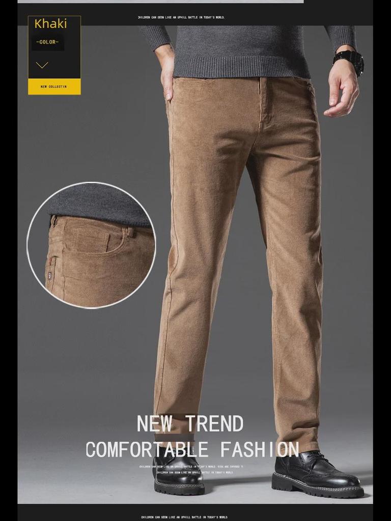 Мужские облегающие брюки из вельвета и хлопка — эластичные, мягкие, легкие, в повседневном деловом стиле