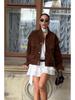 2025 Autumn/Winter European & American Melaude Suede Long Sleeve Pocket Loose Jacket for Women