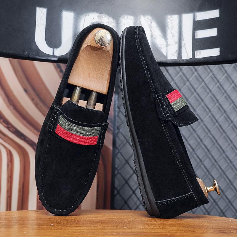 Four Seasons Frosted Anti-Velvet Leather One Pedal Soft Sole Suede Lazy British Style High-end Shoes Doudou Мужские повседневные туфли-перчатки