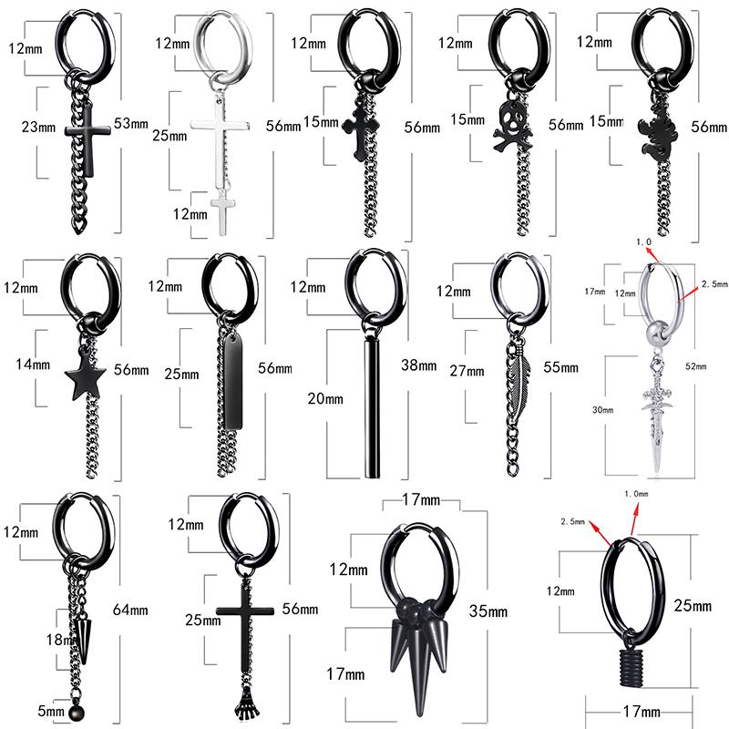 Модные модные мужские серьги-цепочки-кольца, популярные ювелирные аксессуары, новые подвески для женщин, серьги из нержавеющей стали, гот, хип-хоп, панк