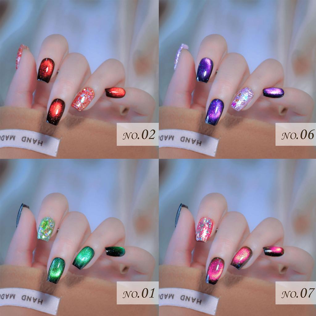 12D Gemstone Cat Eye Glue Bright Meteor Cat Eye Glue Laser Nail Polish Glue Light Therapy Nail Polish