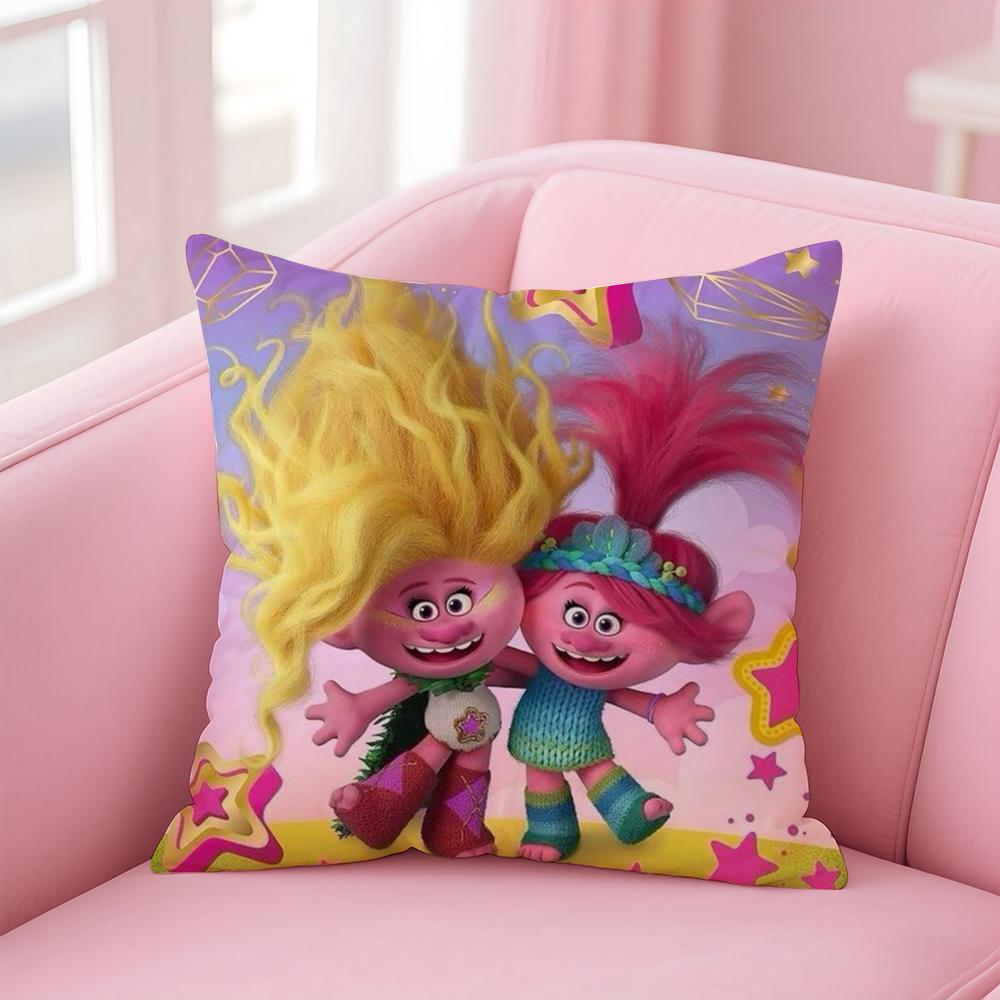 Colorful Cute American Cartoon TTrolls Cushion Cover Pillow Case Soft Skin Friendly Fabric Concealed Zipper